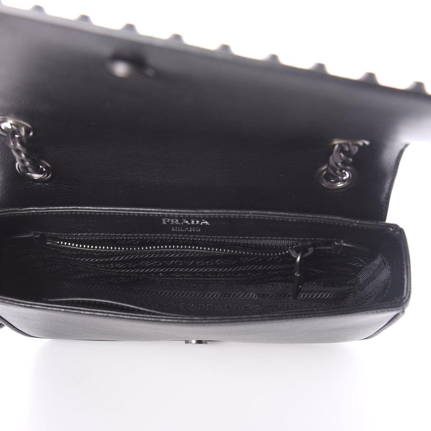 Glace Calfskin Studded Crossbody White Black