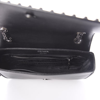 Prada Glace Calfskin Studded Crossbody White Black 6 of 9