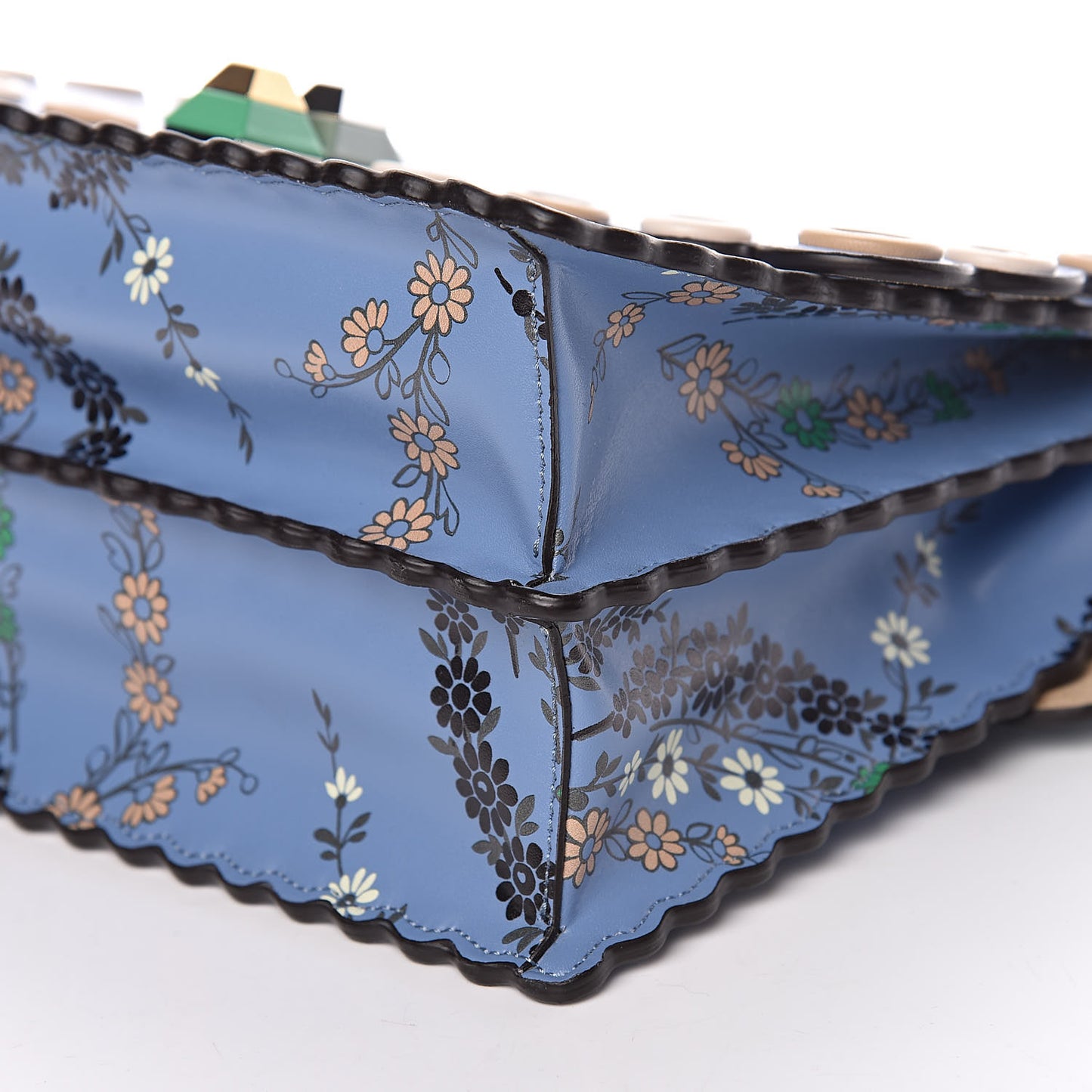 Vitello Liberty Japanese Blossom Scalloped Studded Grommet Kan I Shoulder Bag Nebula Multicolor