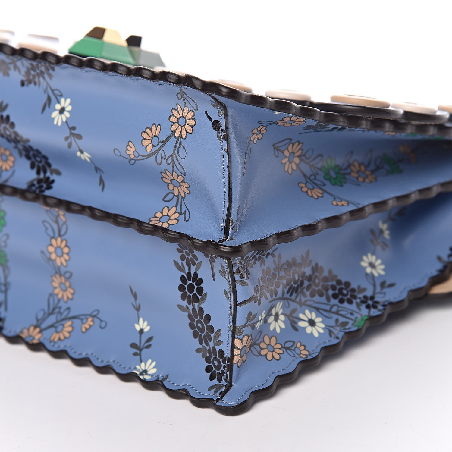 Fendi Vitello Liberty Japanese Blossom Scalloped Studded Grommet Kan I Shoulder Bag Nebula Multicolor 7 of 10