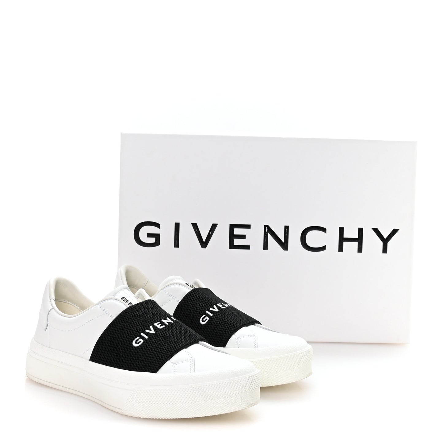 Calfskin Band Logo Womens Urban Street Sneakers 37.5 White Black