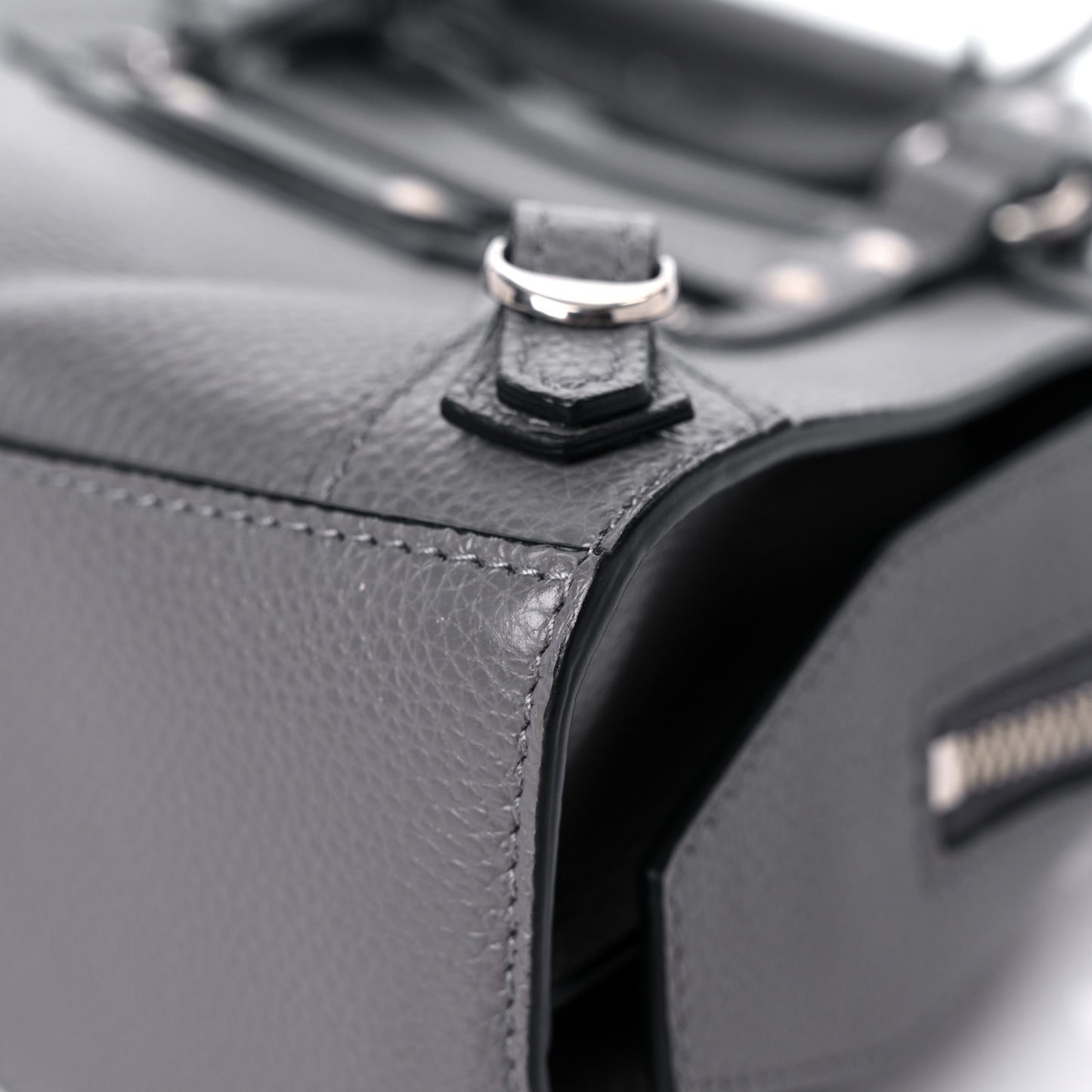 Grained Calfskin Neo Classic Silver Hardware Mini City Dark Grey