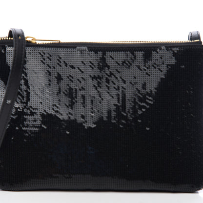 Celine Sequin Small Trio Crossbody Bag Black 6 of 8