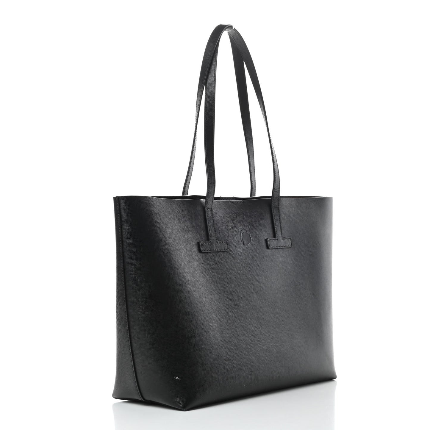 Grained Calfskin Small T Tote Black