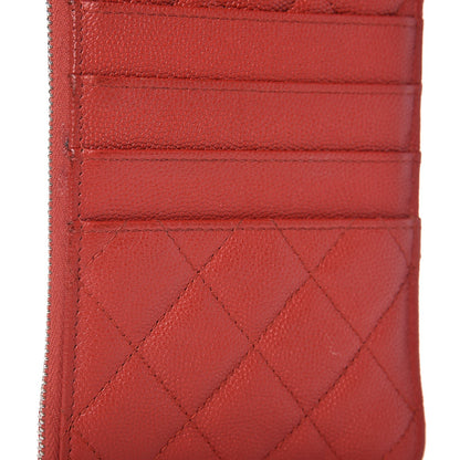 Chanel Caviar Quilted Classic Flat Wallet Pouch Red 10 of 11