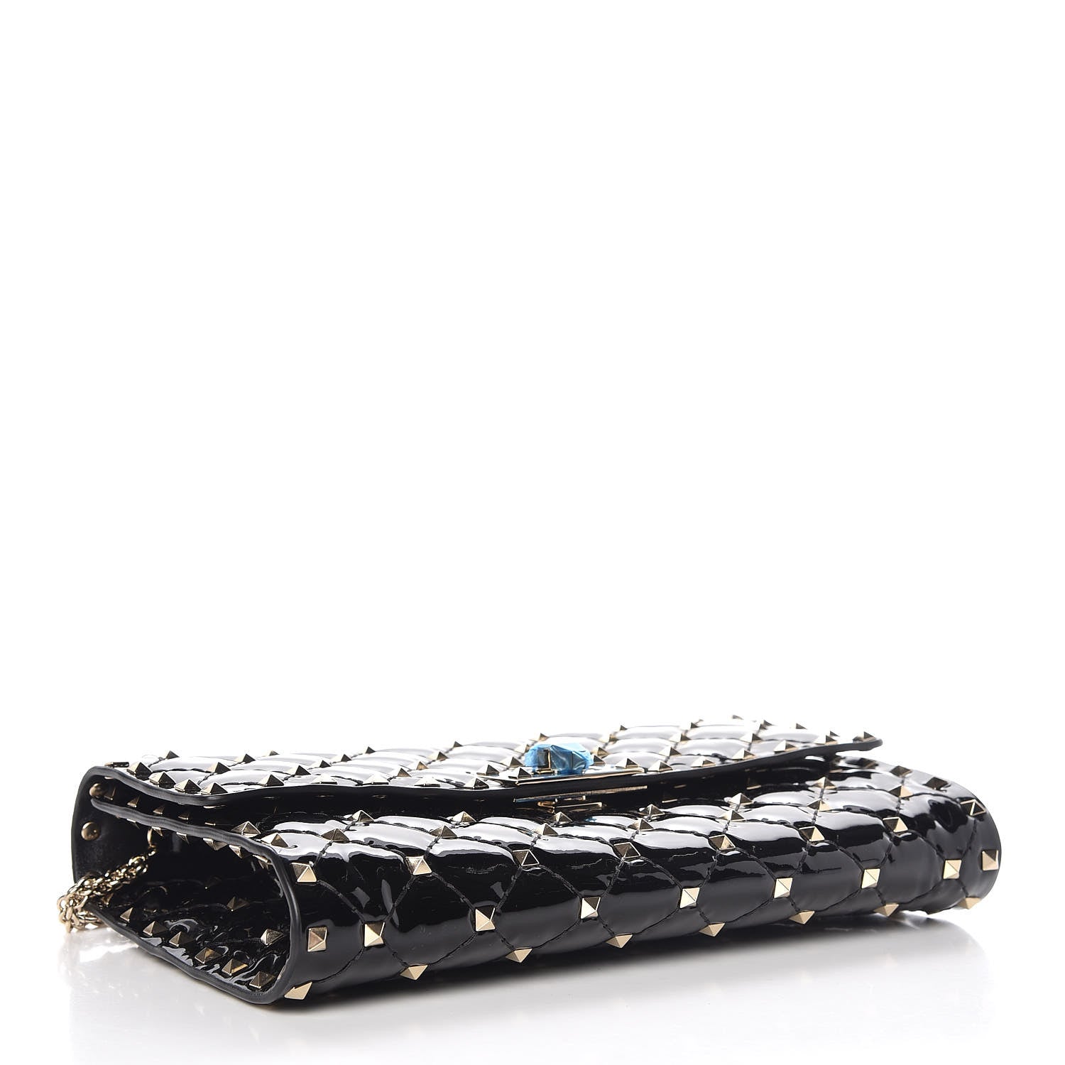 Valentino Garavani Patent Rockstud Spike Wallet on Chain Black 4 of 7