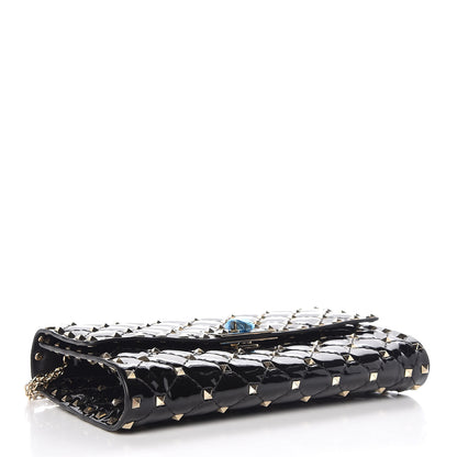 Valentino Garavani Patent Rockstud Spike Wallet on Chain Black 4 of 7