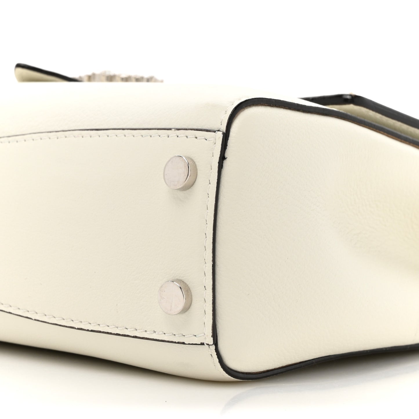 Calfskin Crystal Medium Cheri Top Handle Bag Milk