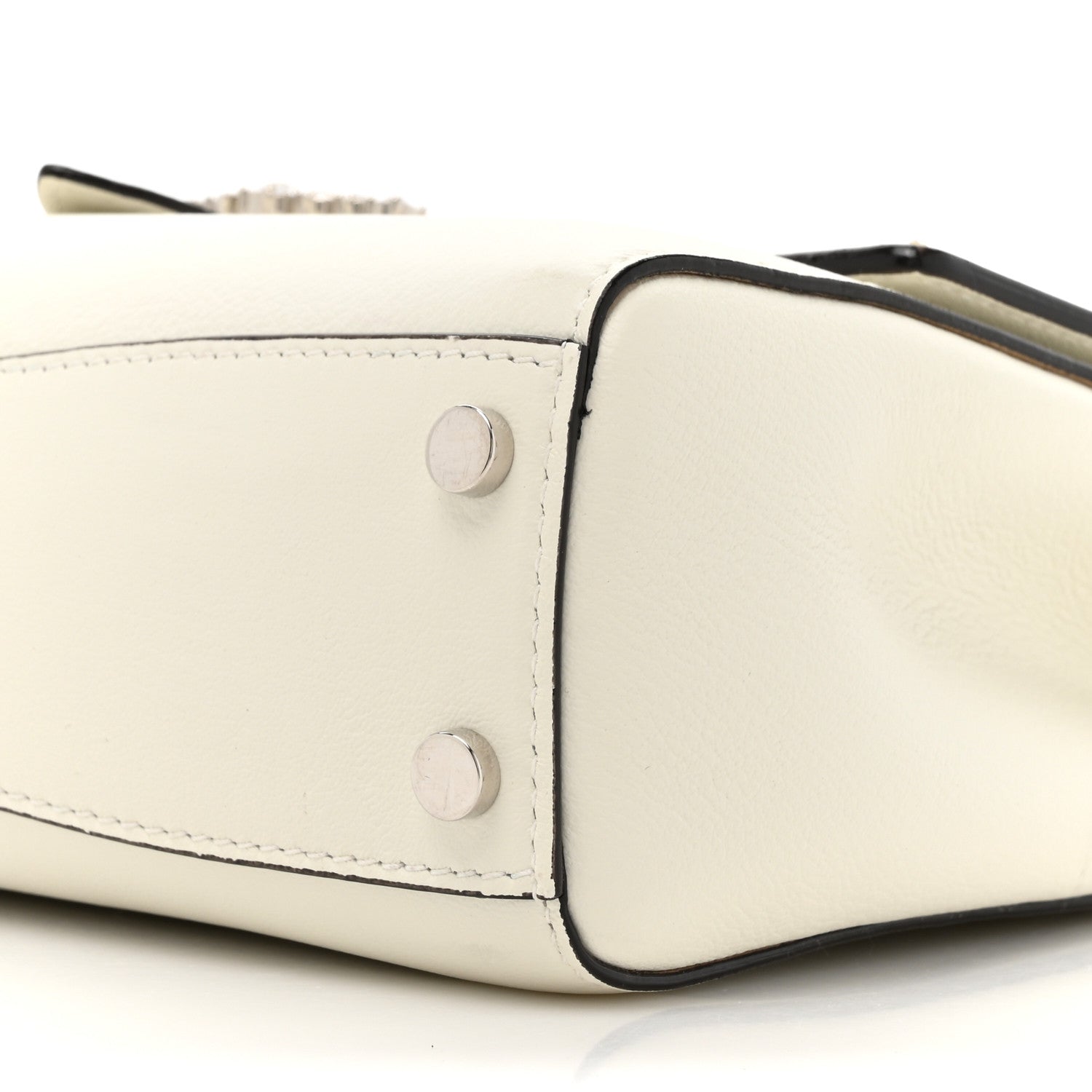 Jimmy Choo Calfskin Crystal Medium Cheri Top Handle Bag Milk 9 of 16