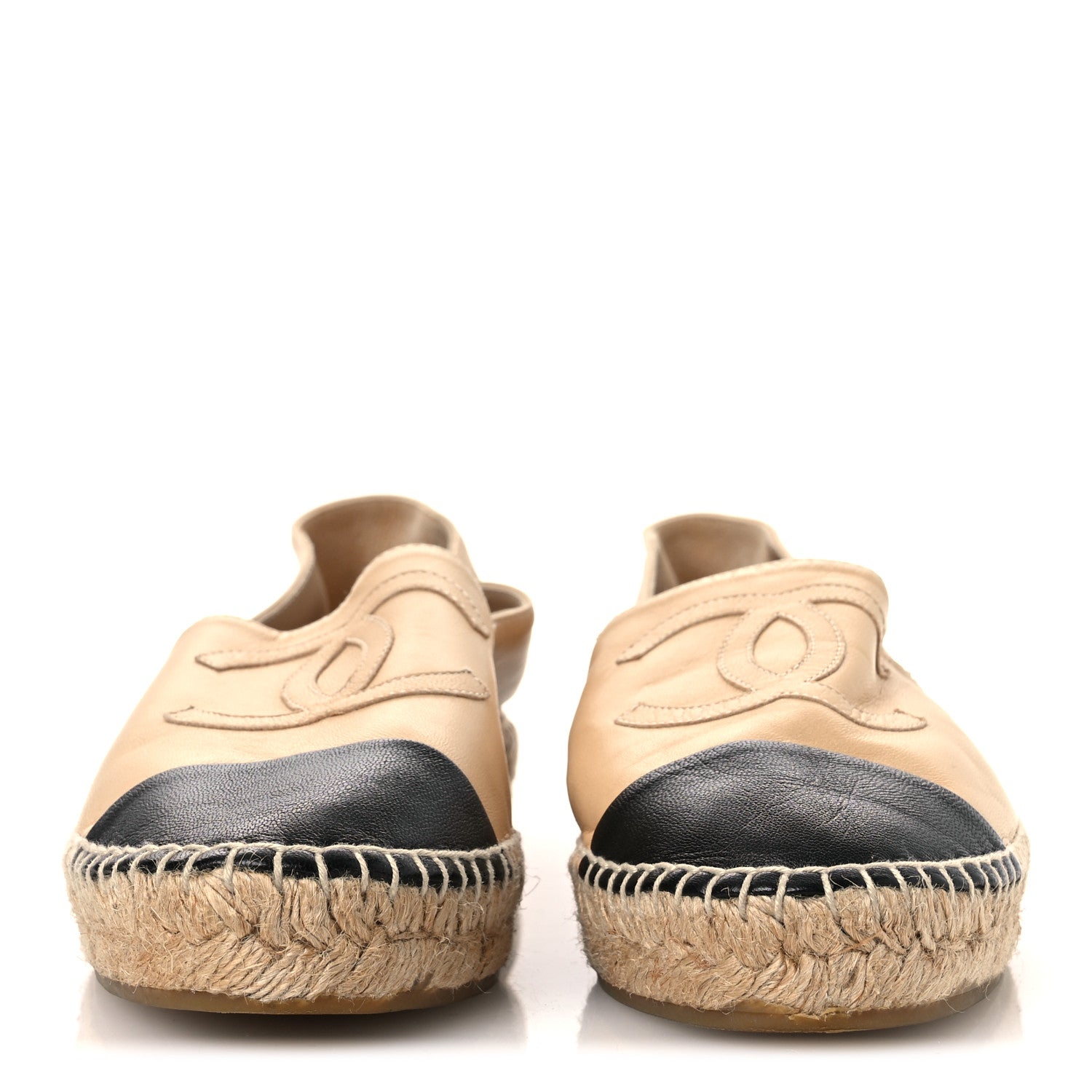 Chanel Lambskin CC Espadrilles 38 Beige Black 3 of 12
