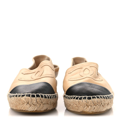 Chanel Lambskin CC Espadrilles 38 Beige Black 3 of 12