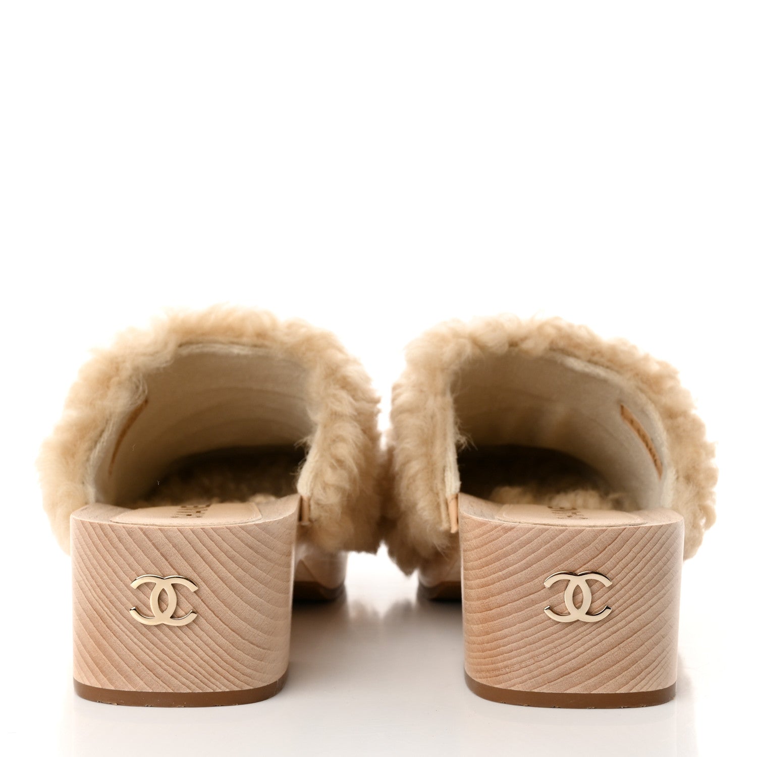Chanel Shearling Lambskin Clogs 41 Beige 5 of 11