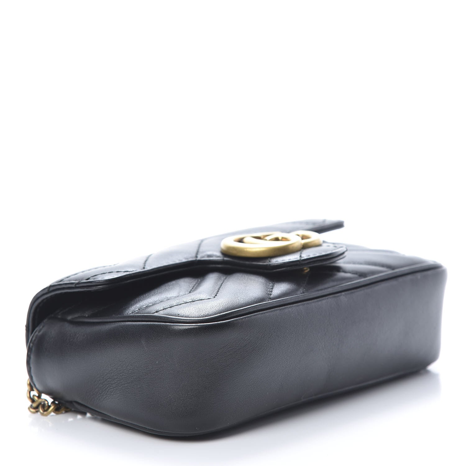 Gucci Calfskin Matelasse Super Mini GG Marmont Shoulder Bag Black 4 of 12