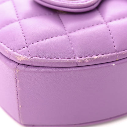 Chanel Lambskin Quilted CC In Love Heart Clutch With Chain Purple 11 of 13
