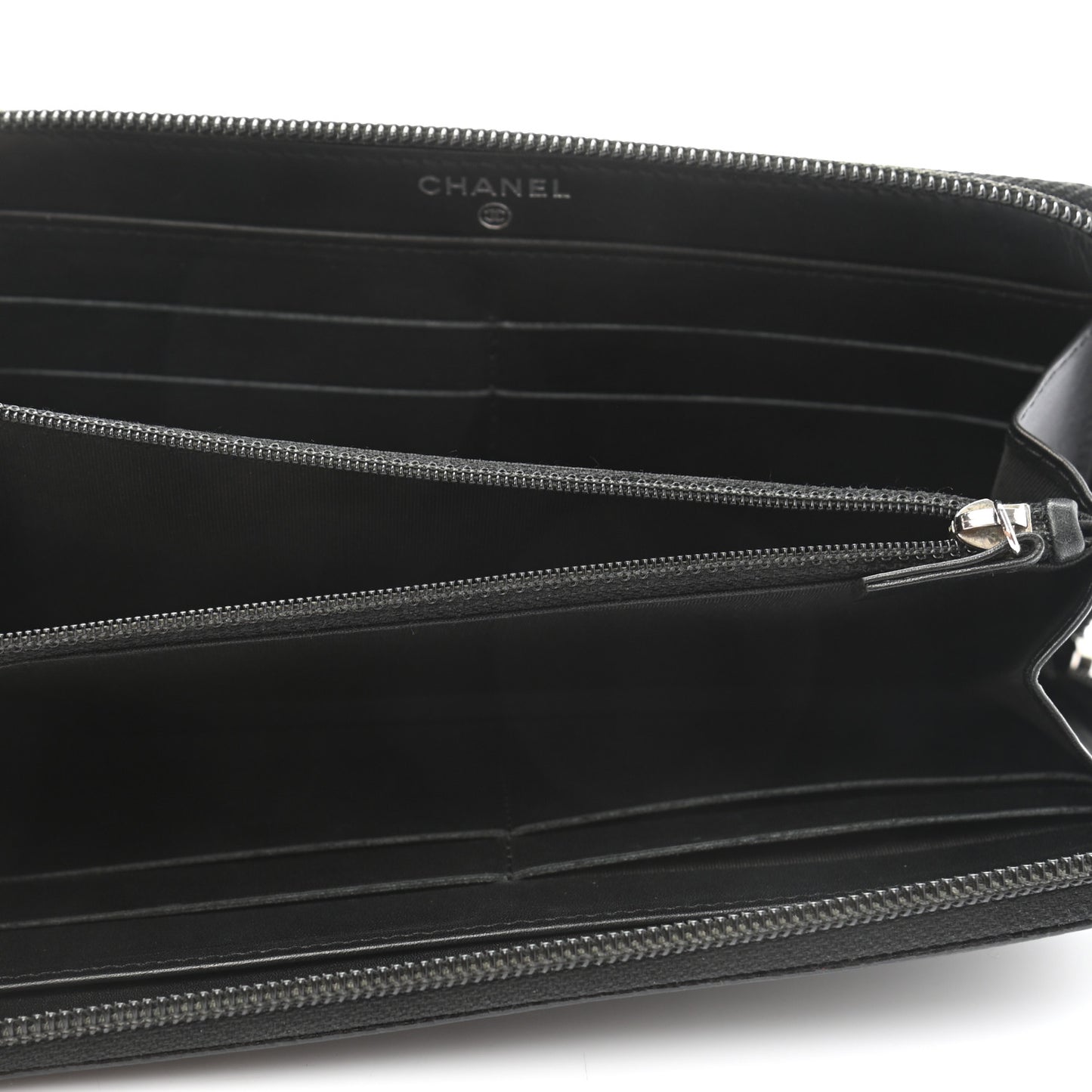 Caviar Large Timeless CC Zip Around Wallet Black