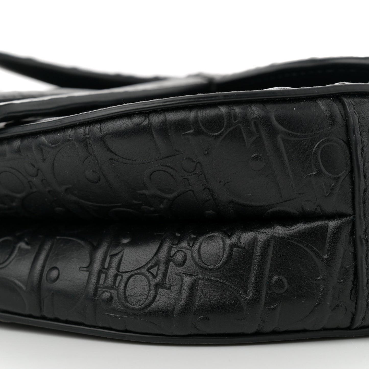 Calfskin Embossed Oblique Saddle Bag Black