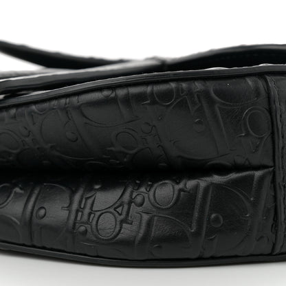 Christian Dior Calfskin Embossed Oblique Saddle Bag Black 10 of 11