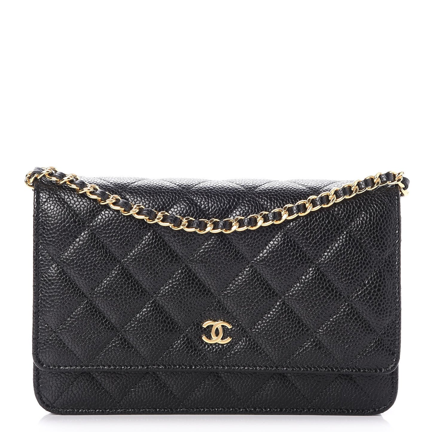 Caviar Quilted Wallet On Chain WOC Black