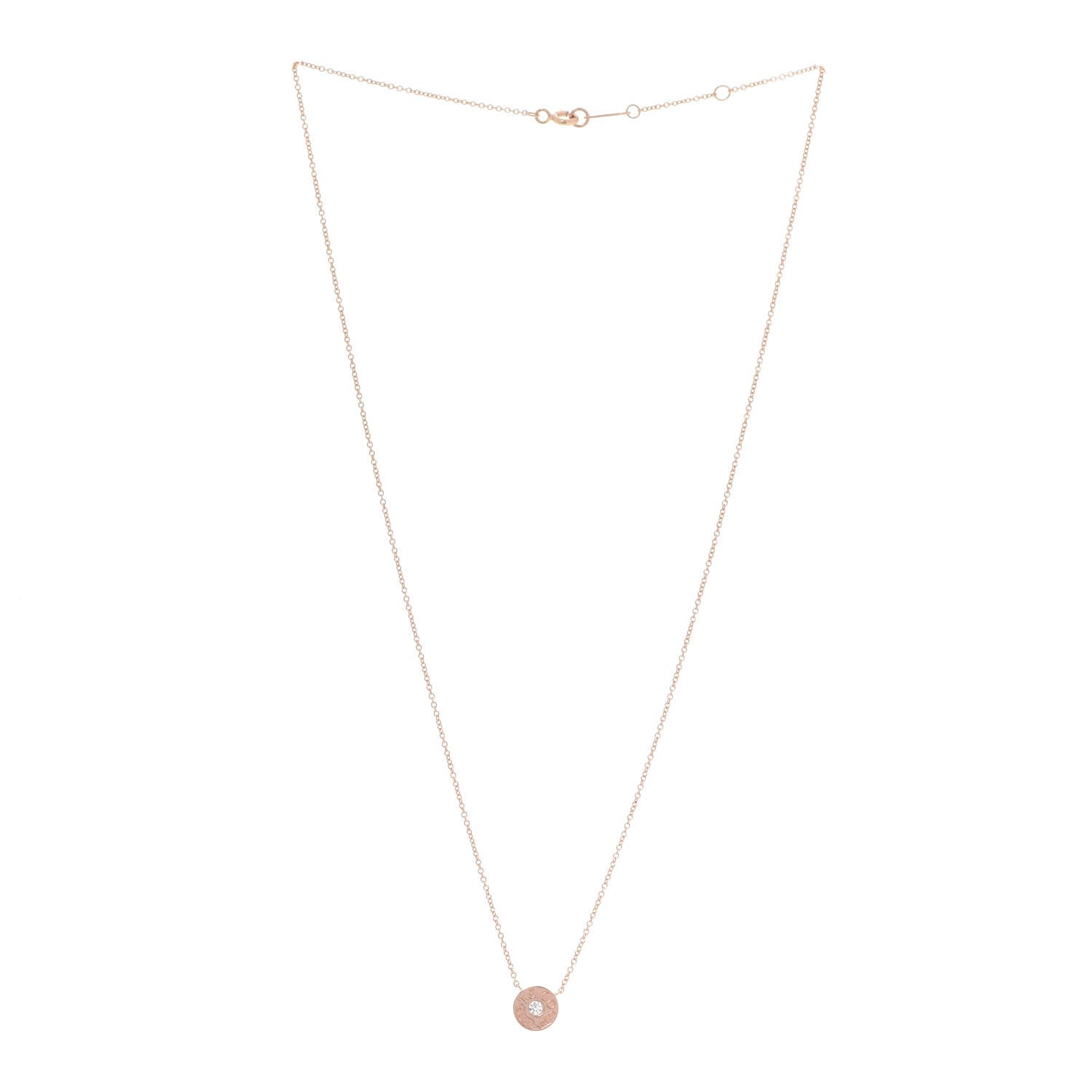 Tiffany 18K Rose Gold Diamond 1837 Circle Pendant Necklace 3 of 7
