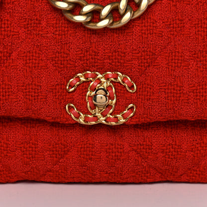 Chanel Tweed Quilted Medium Chanel 19 Flap Red 9 of 12