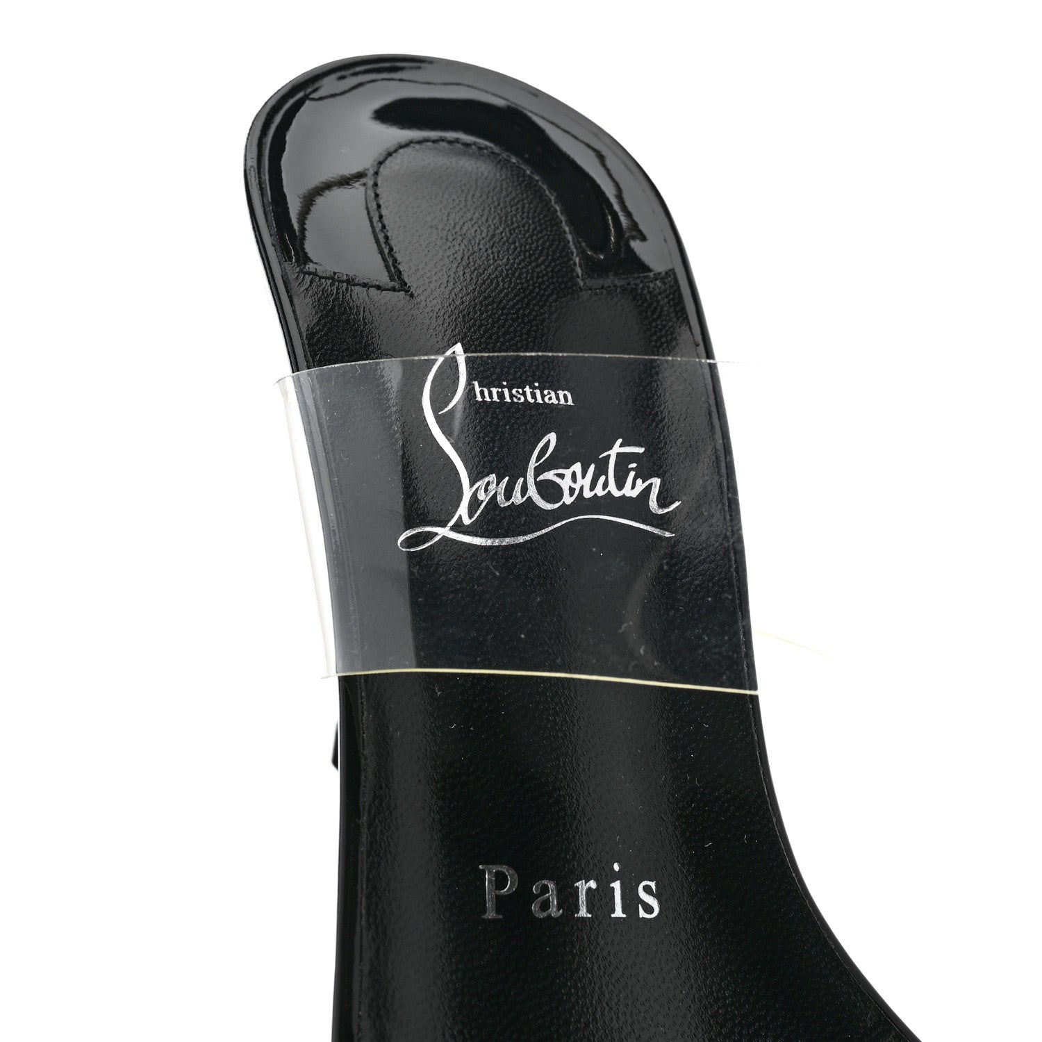 Christian Louboutin Patent PVC Just Nothing 85 Slide Sandals 37 Black 8 of 9