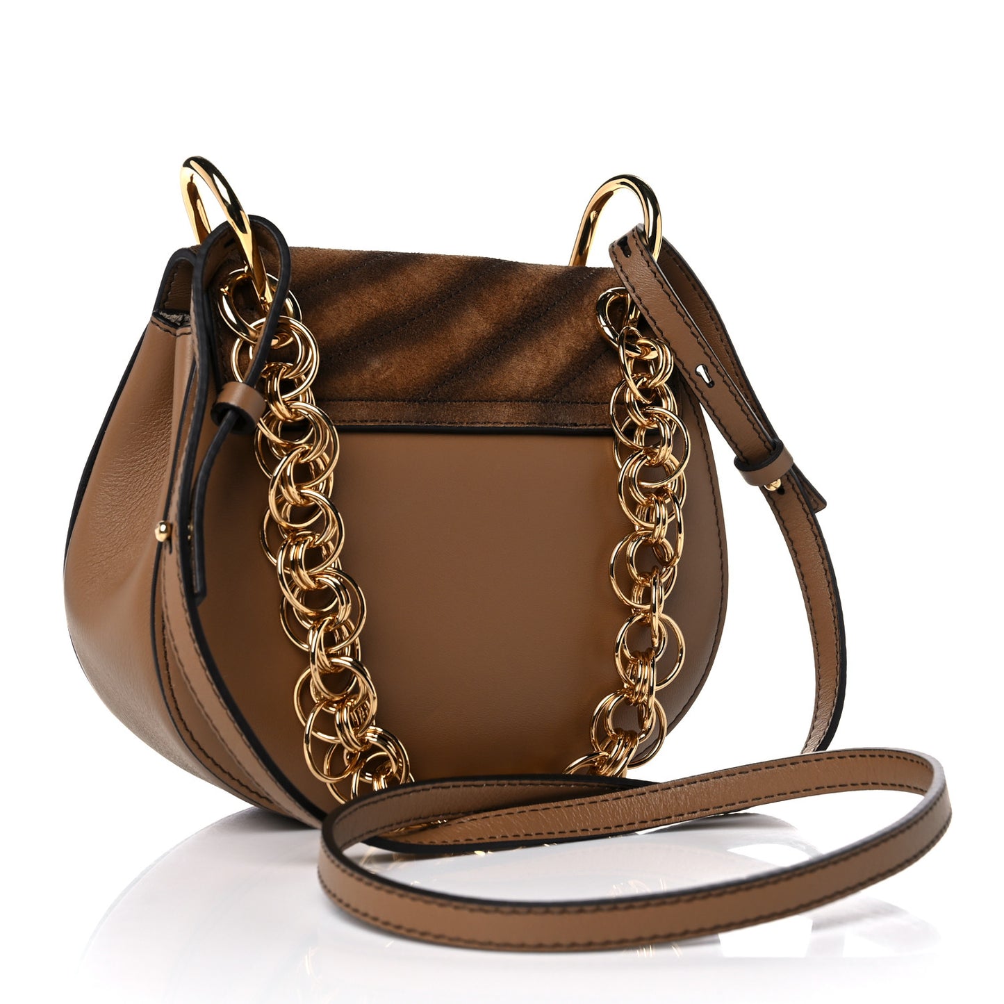 Suede Calfskin Quilted Drew Bijou Shoulder Bag Nut