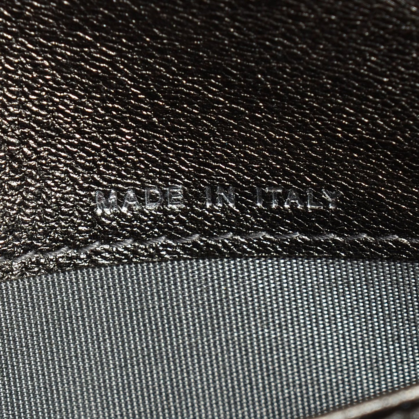 Calfskin Quilted Diamond CC Large Gusset Flap Wallet Dark Silver