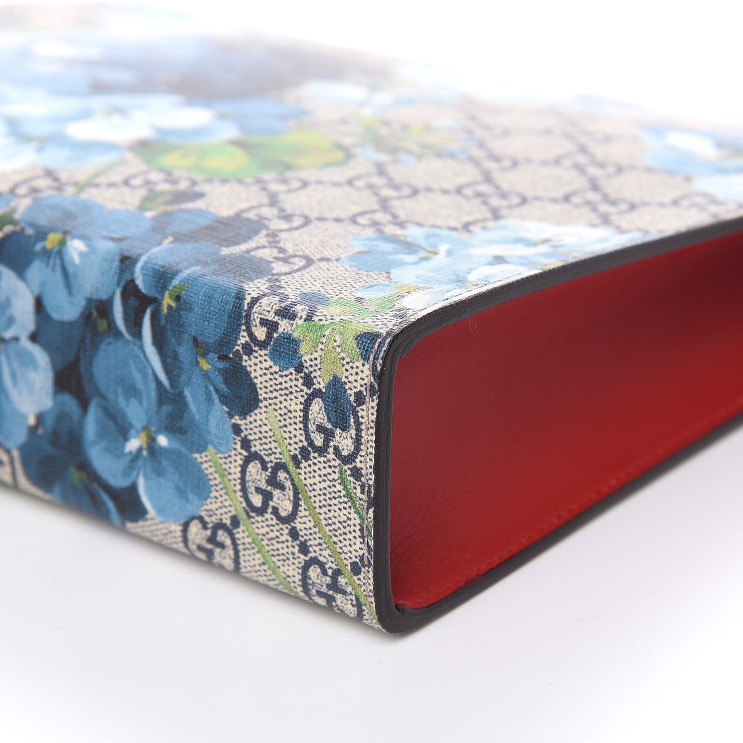 Gucci GG Supreme Monogram Blooms Large Cosmetic Case Beige Blue Navy Hibiscus Red 9 of 9