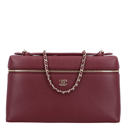 Chanel Grained Calfskin Large Supple Trapeze Vanity Case With Chain Dark Burgundy 1 of 10