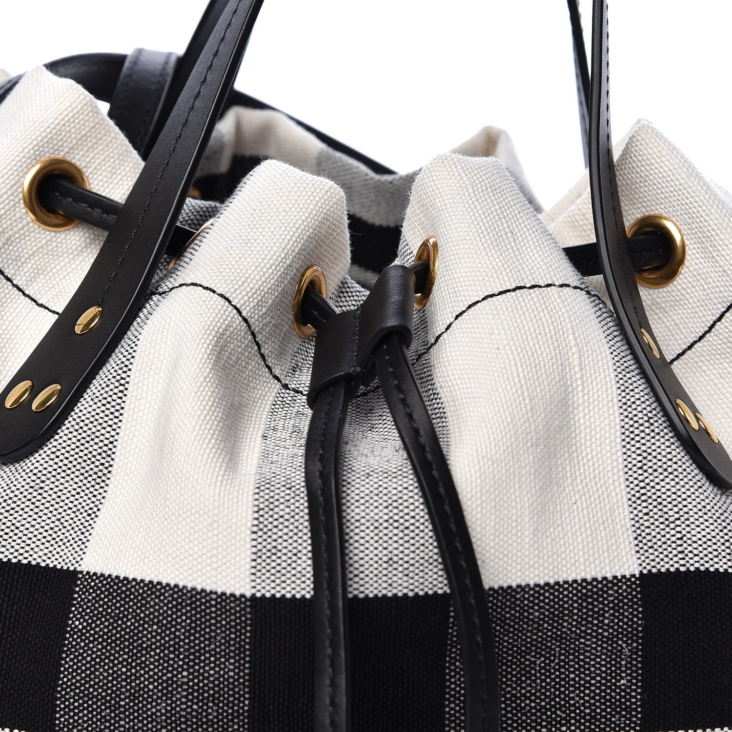 Burberry Canvas House Check Small Bucket Black White 9 of 12