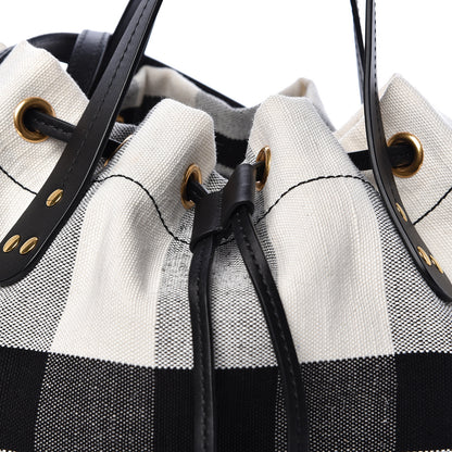 Burberry Canvas House Check Small Bucket Black White 9 of 12