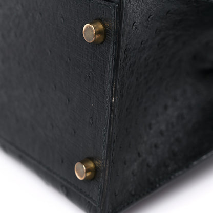 Hermes Ostrich Kelly Sellier 32 Black 14 of 24