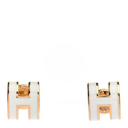 Hermes Rose Gold Lacquered Mini Pop H Earrings White 1 of 4
