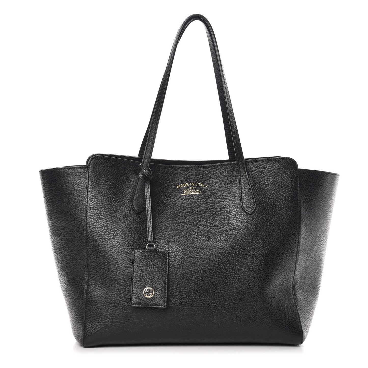 Pebbled Calfskin Medium Swing Tote Black