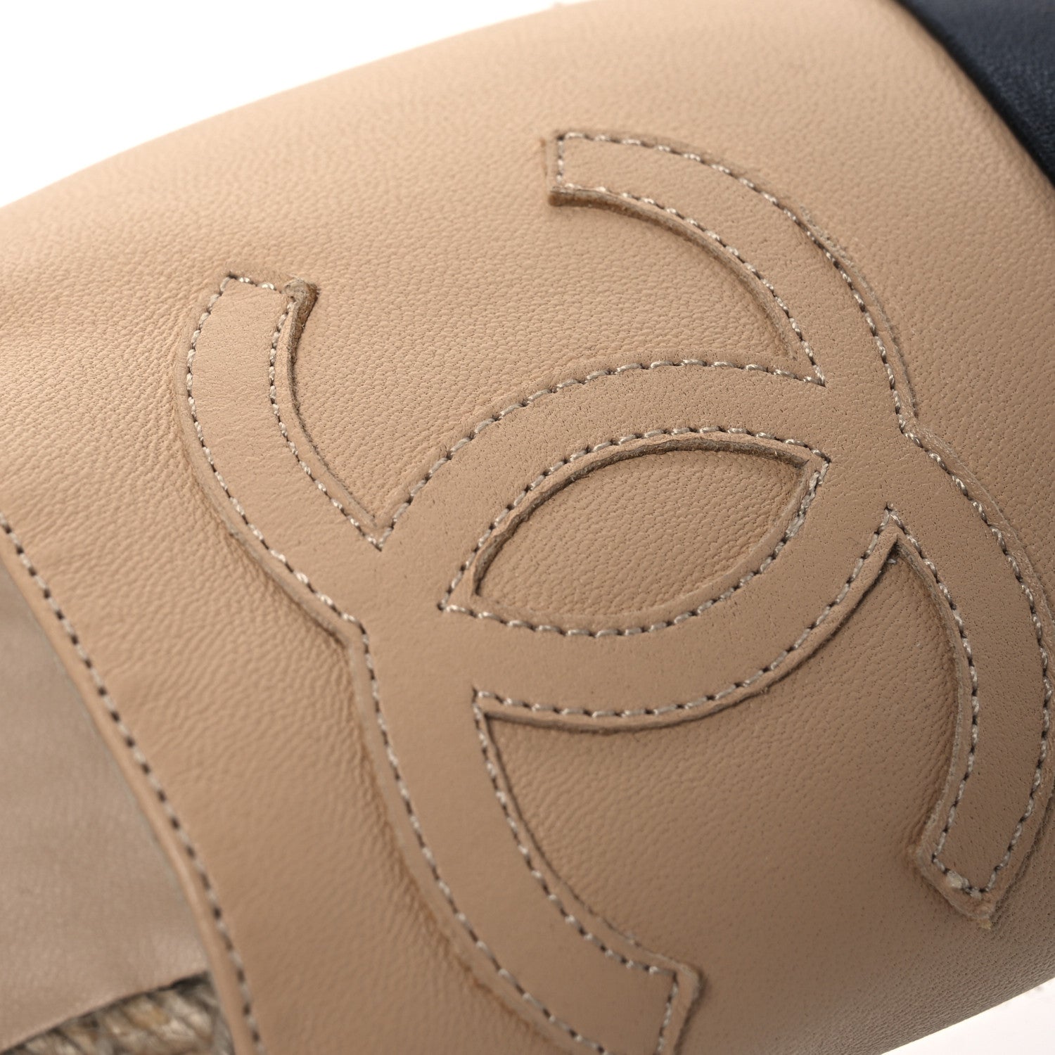 Chanel Lambskin CC Espadrilles 39 Beige Black 10 of 12
