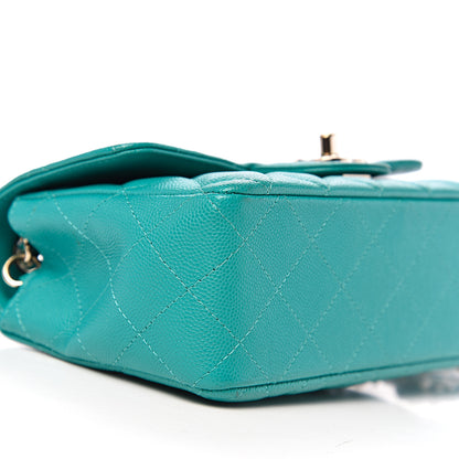 Chanel Caviar Quilted Mini Rectangular Flap Turquoise 7 of 10