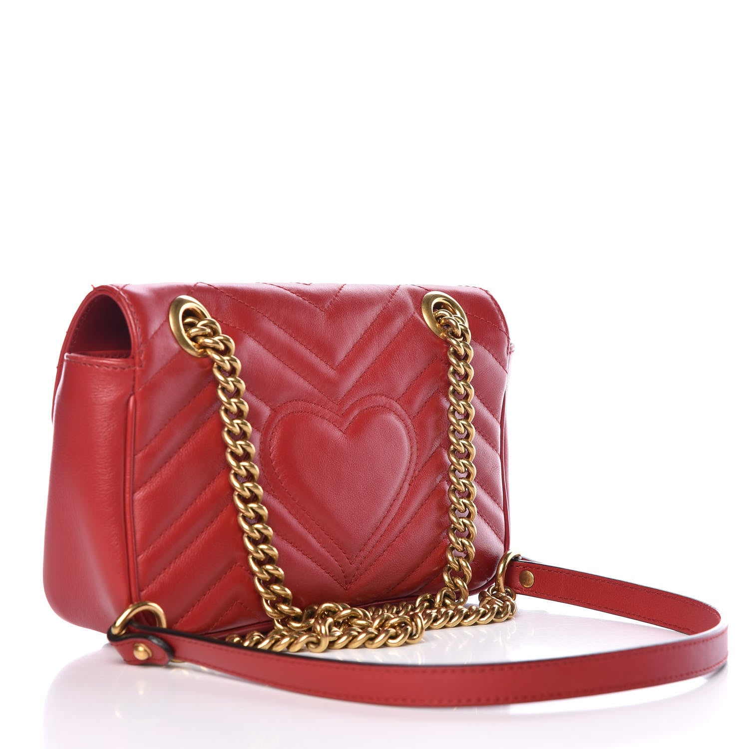 Gucci Calfskin Matelasse Mini GG Marmont Shoulder Bag Hibiscus Red 3 of 10