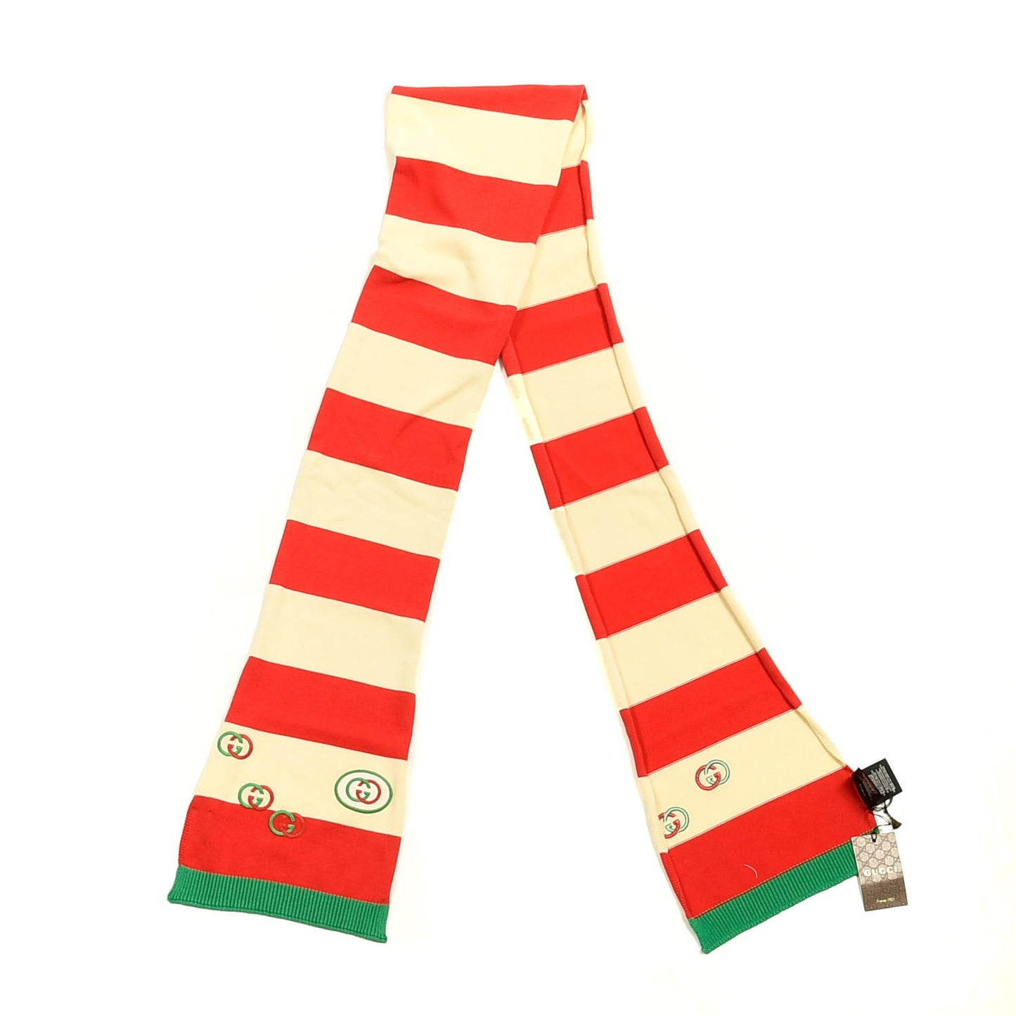 Wool Interlocking G Scarf Green Red White