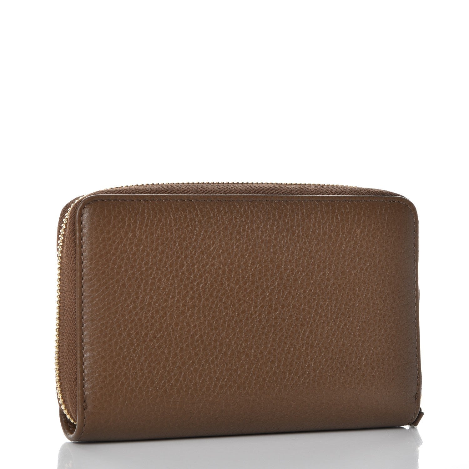 Gucci Pebbled Calfskin Zip Around Wallet Maple Brown 3 of 9