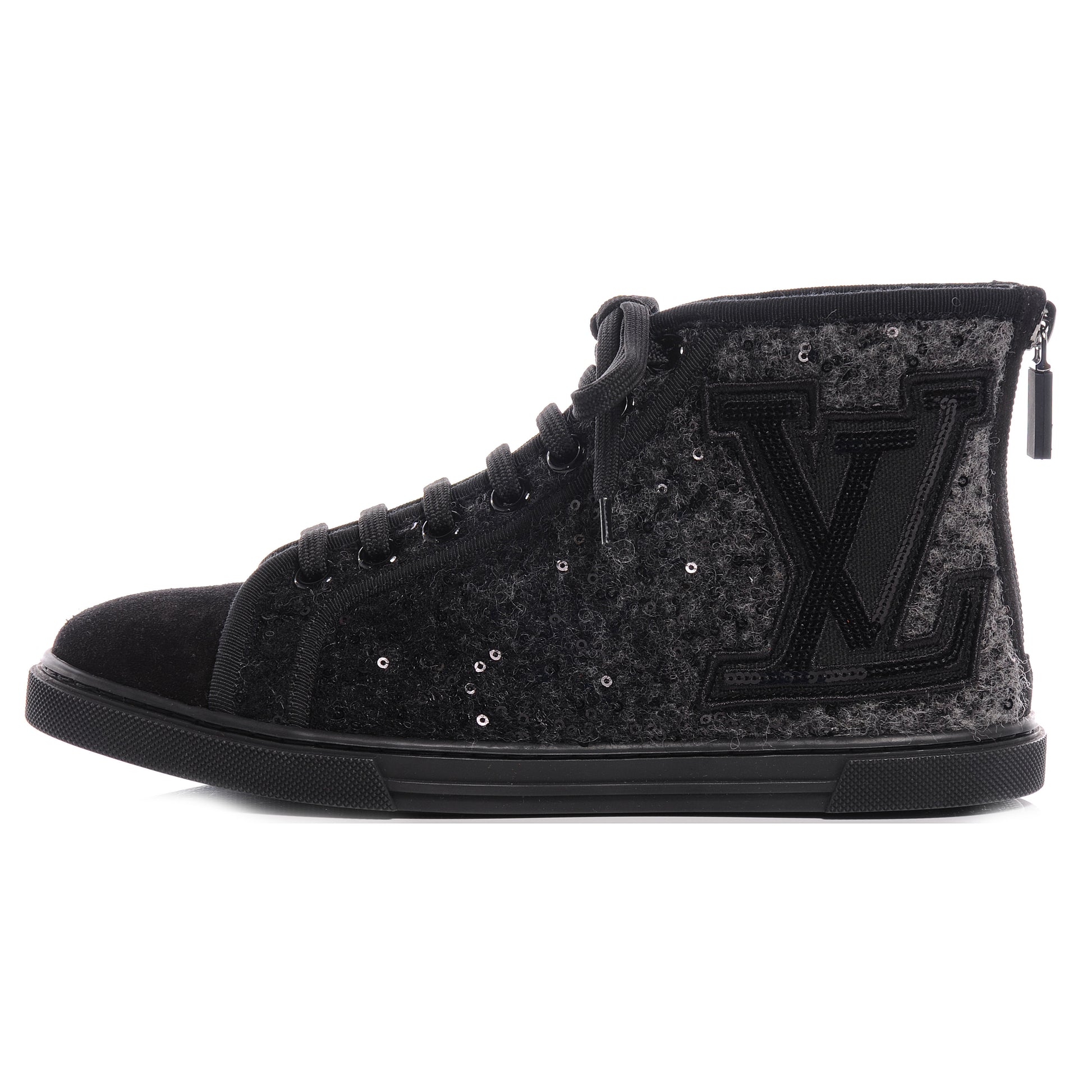 Louis Vuitton Wool Sequins Punchy High Top Sneakers 36 Anthracite 1 of 7