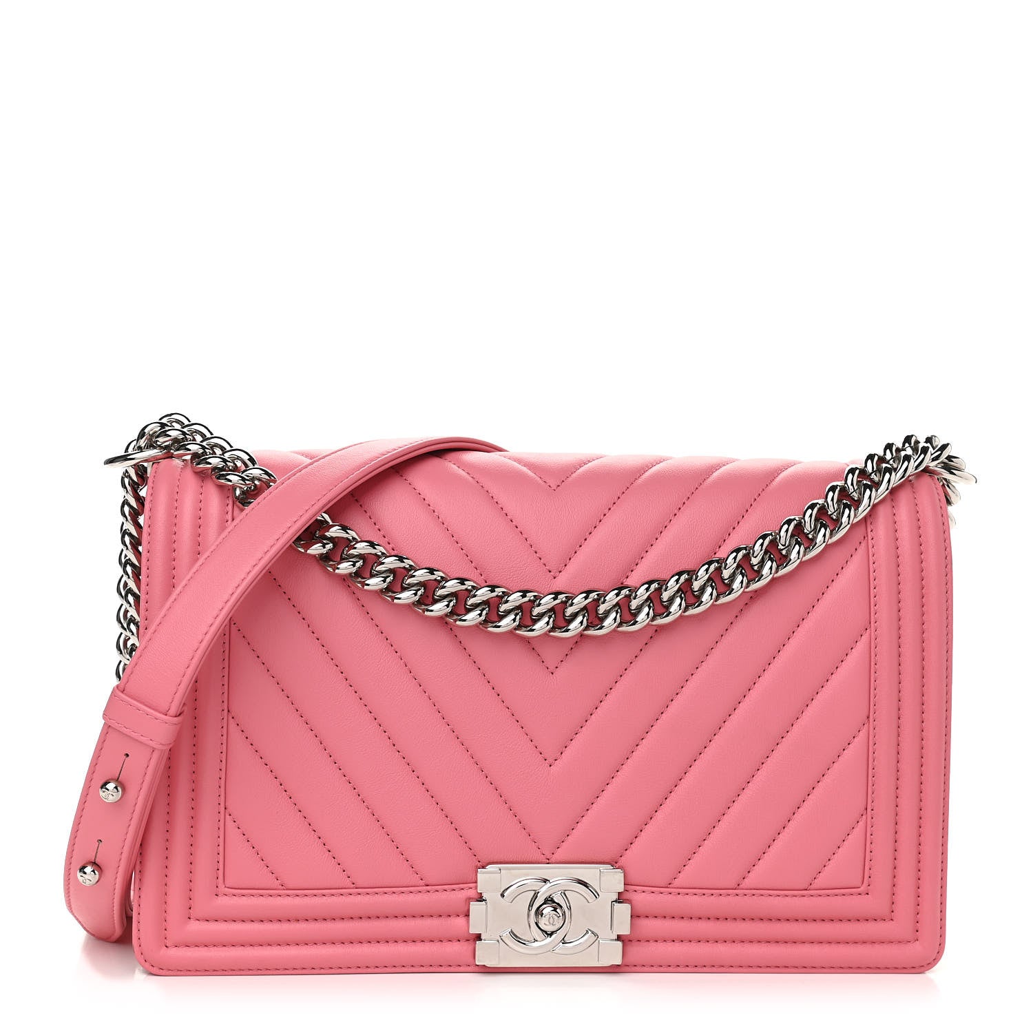Chanel Lambskin Chevron Quilted New Medium Boy Flap Pink 1 of 10