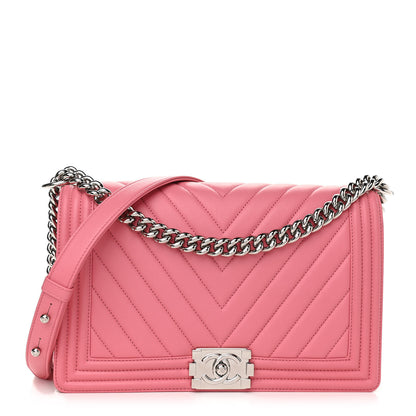 Chanel Lambskin Chevron Quilted New Medium Boy Flap Pink 1 of 10