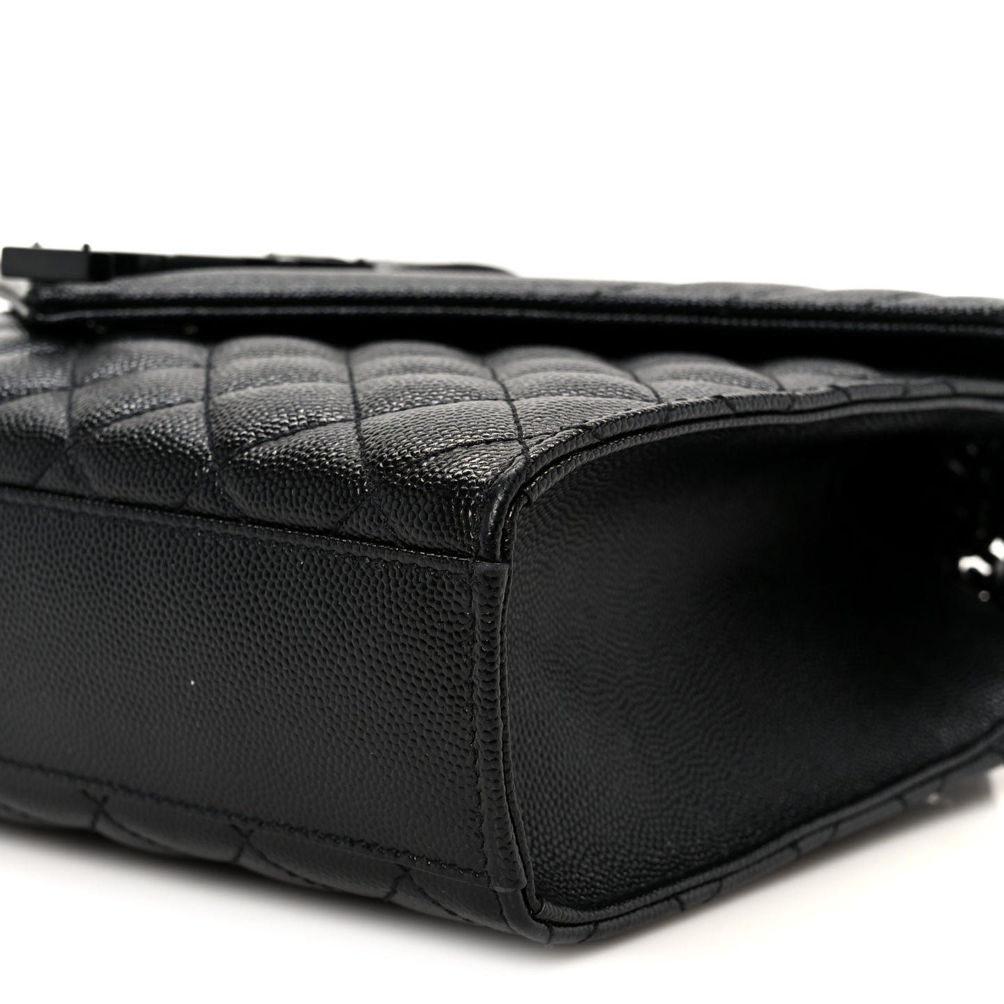 Grain De Poudre Textured Mixed Matelasse Triquilt Medium Monogram Monochrome Satchel Black