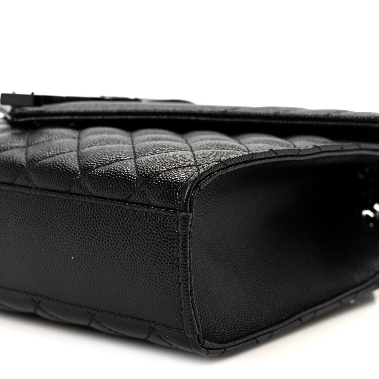 Saint Laurent Grain De Poudre Textured Mixed Matelasse Triquilt Medium Monogram Monochrome Satchel Black 11 of 11