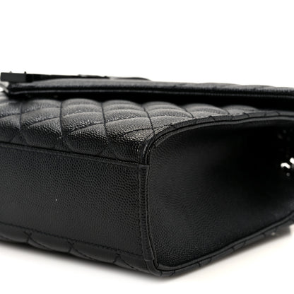 Saint Laurent Grain De Poudre Textured Mixed Matelasse Triquilt Medium Monogram Monochrome Satchel Black 11 of 11