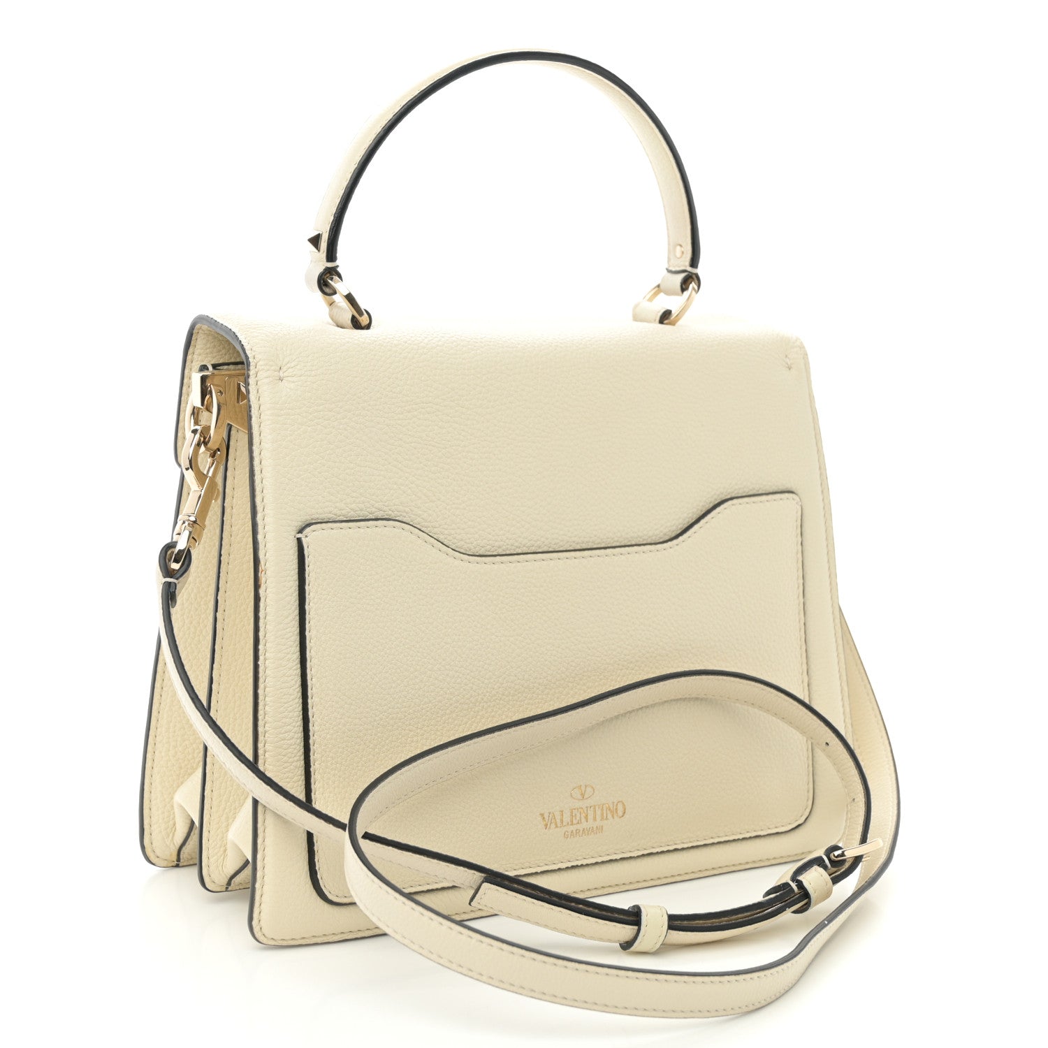 Valentino Garavani Grainy Calfskin Embossed VLTN Uptown Top Handle Bag Ivory 3 of 11