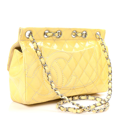 Chanel Patent Quilted Medium Diagonal CC Flap Yellow 3 of 11