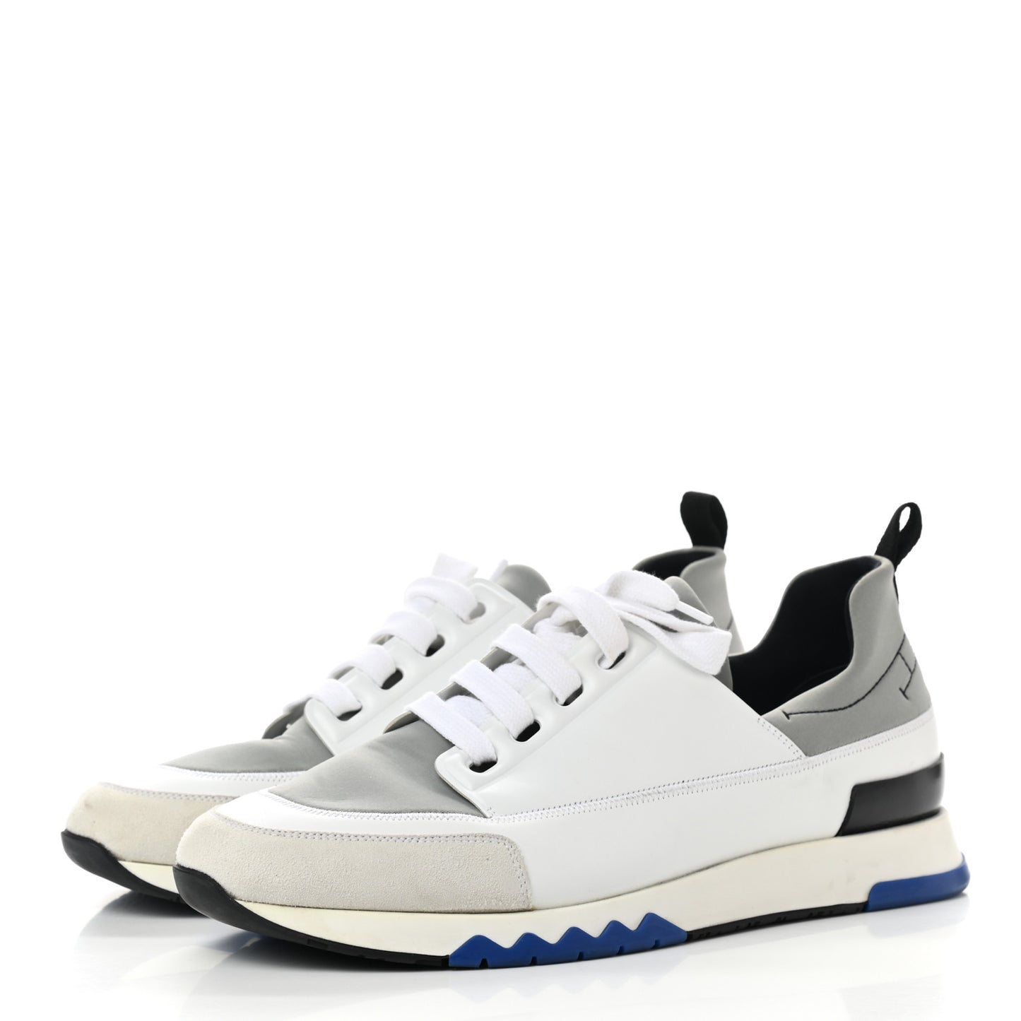 Technical Canvas Suede Goatskin Stadium Sneakers 42.5 White Grey