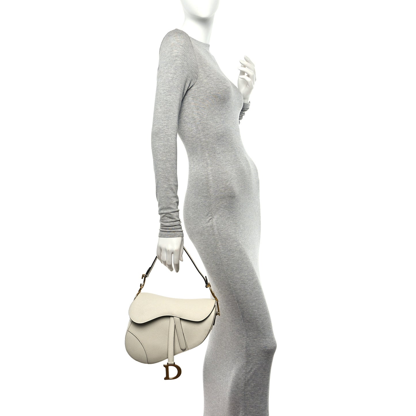 Grained Calfskin Saddle Bag White