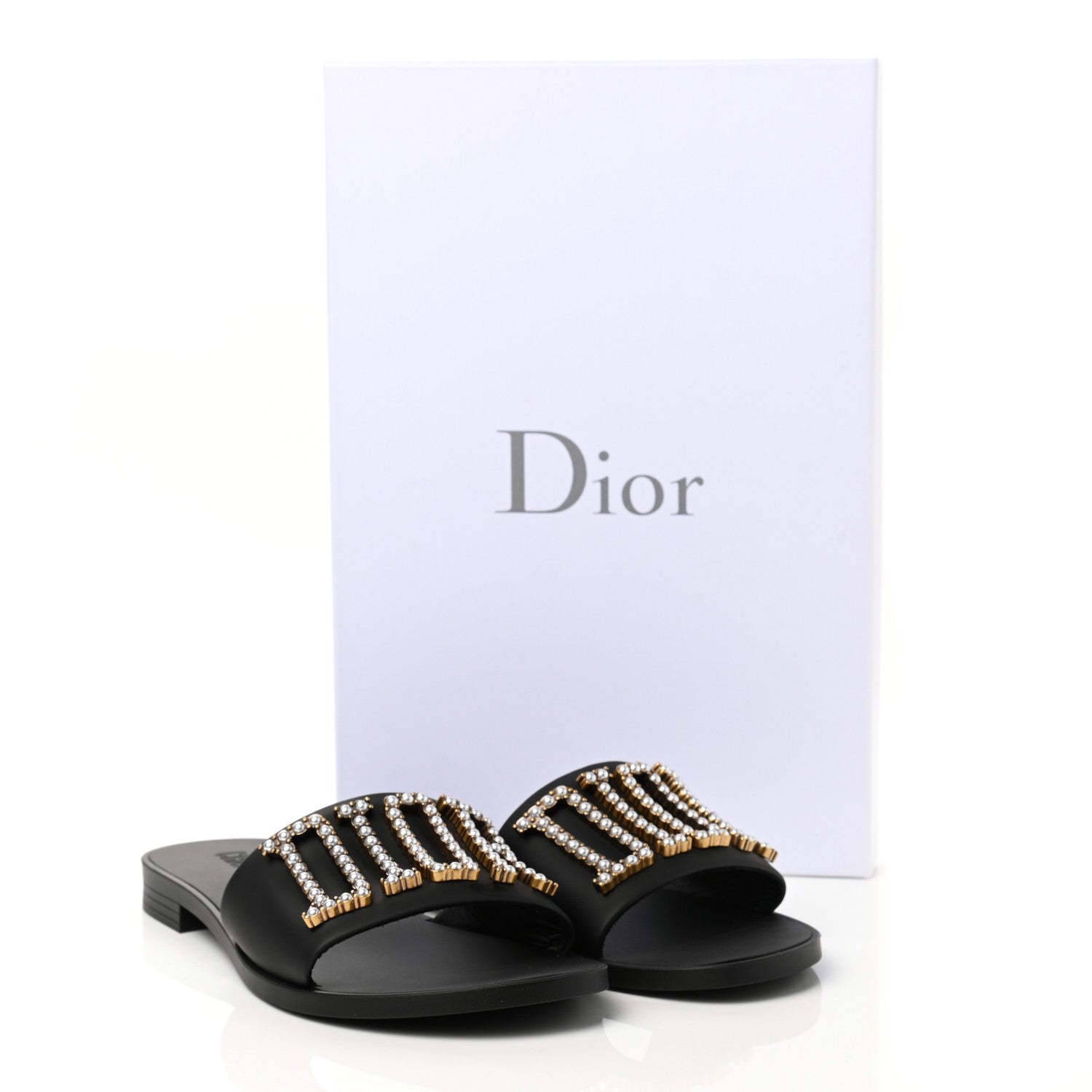 Christian Dior Matte Calfskin Pearl Dio(r)evolution Slide Sandals 38 Black 9 of 9